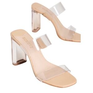 Schutz Vintage Y2K Ariella Acrylic Nude Clear High Heel Sandals Women's Size 6.5